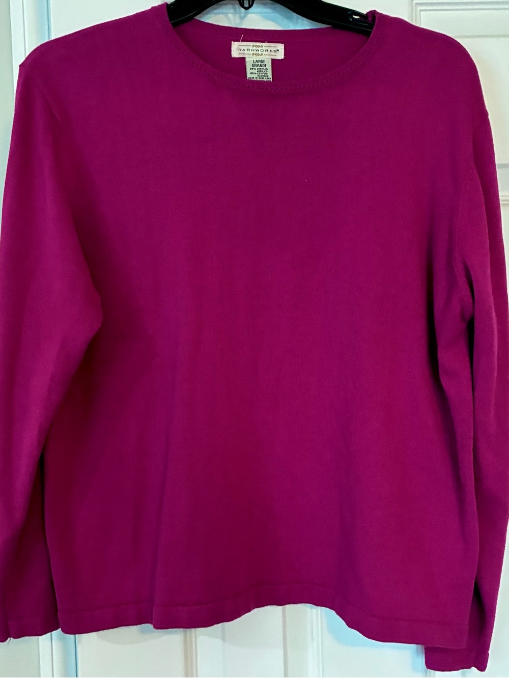 Dark Pink Vintage 1980s Crewneck Acrylic Blend Sweater. Stitched Neckline. NWOT